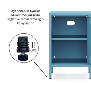 Pera Komodin Kapaklı 41,5 X 40 X 64,50 Cm - Ral 5024 Mavi
