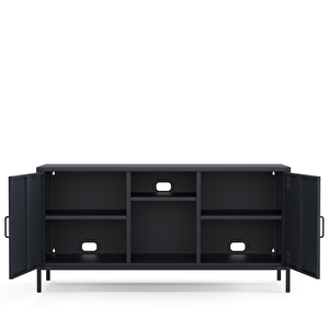 Pera Tv Ünitesi, Tv Dolabı,2 Kapaklı, Açık Raflı 130,50 X 40 X 64,50 Cm -  Ral 7016  Antrasit