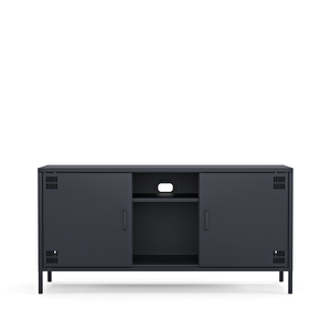Pera Tv Ünitesi, Tv Dolabı,2 Kapaklı, Açık Raflı 130,50 X 40 X 64,50 Cm -  Ral 7016  Antrasit