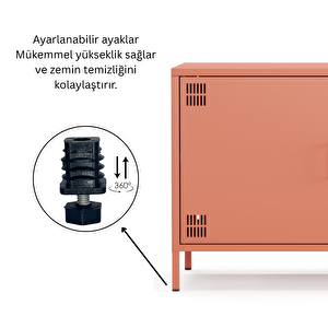 Pera Tv Ünitesi, Tv Dolabı,2 Kapaklı Dolap 100,50 X 40 X 64,50 Cm - Ral 3022 Somon