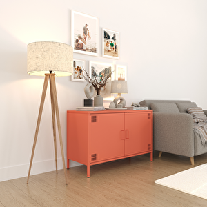 Pera Tv Ünitesi, Tv Dolabı,2 Kapaklı Dolap 100,50 X 40 X 64,50 Cm - Ral 3022 Somon Ral 3022