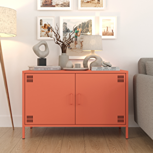 Pera Tv Ünitesi, Tv Dolabı,2 Kapaklı Dolap 100,50 X 40 X 64,50 Cm - Ral 3022 Somon Ral 3022