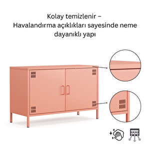Pera Tv Ünitesi, Tv Dolabı,2 Kapaklı Dolap 100,50 X 40 X 64,50 Cm - Ral 3022 Somon
