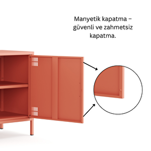 Pera Tv Ünitesi, Tv Dolabı,2 Kapaklı Dolap 100,50 X 40 X 64,50 Cm - Ral 3022 Somon