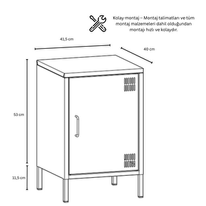 Pera Komodin Kapaklı 41,5 X 40 X 64,50 Cm - Ral 3022 Somon Ral 3022