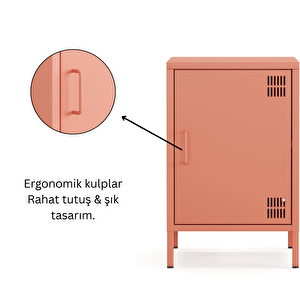 Pera Komodin Kapaklı 41,5 X 40 X 64,50 Cm - Ral 3022 Somon