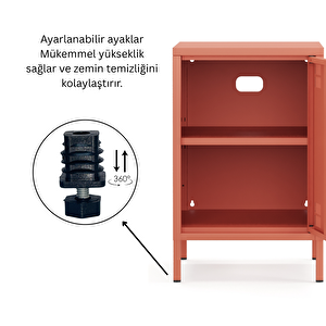 Pera Komodin Kapaklı 41,5 X 40 X 64,50 Cm - Ral 3022 Somon