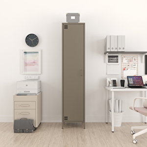 Pera Metal Elbise Dolabı, Soyunma Dolabı, Tek Kapılı, 41,50 X 40 X 189,50 Cm - Ral 7039 Antrasit Ral 7039