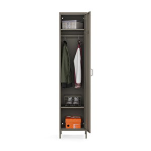 Pera Metal Elbise Dolabı, Soyunma Dolabı, Tek Kapılı, 41,50 X 40 X 189,50 Cm - Ral 7039 Antrasit Ral 7039