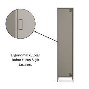 Pera Metal Elbise Dolabı, Soyunma Dolabı, Tek Kapılı, 41,50 X 40 X 189,50 Cm - Ral 7039 Antrasit