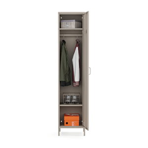 Pera Metal Elbise Dolabı, Soyunma Dolabı, Tek Kapılı, 41,50 X 40 X 189,50 Cm - Bej Rengi 1179 Kum Beji