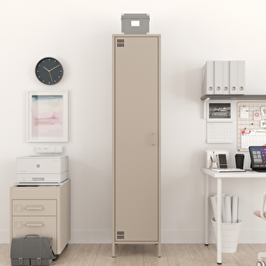 Pera Metal Elbise Dolabı, Soyunma Dolabı, Tek Kapılı, 41,50 X 40 X 189,50 Cm - Bej Rengi
