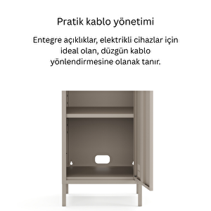 Pera Metal Elbise Dolabı, Soyunma Dolabı, Tek Kapılı, 41,50 X 40 X 189,50 Cm - Bej Rengi