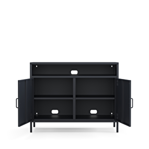 Pera Tv Ünitesi, Tv Dolabı,2 Kapaklı, Açık Raflı 100,50 X 40 X 79,50 Cm - Ral 7016 Antrasit