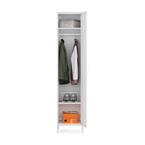 Pera Metal Elbise Dolabı, Soyunma Dolabı, Tek Kapılı, 41,50 X 40 X 189,50 Cm- Ral 9016 Beyaz Ral 9016