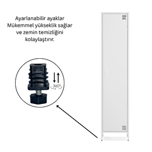 Pera Metal Elbise Dolabı, Soyunma Dolabı, Tek Kapılı, 41,50 X 40 X 189,50 Cm- Ral 9016 Beyaz