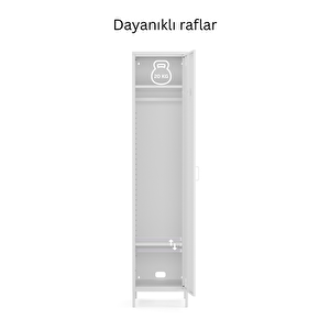 Pera Metal Elbise Dolabı, Soyunma Dolabı, Tek Kapılı, 41,50 X 40 X 189,50 Cm- Ral 9016 Beyaz