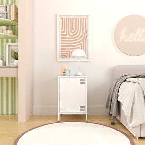 Pera Komodin Kapaklı 41,5 X 40 X 64,50 Cm - 9016 Beyaz Ral 9016