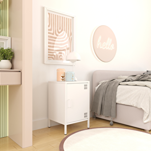 Pera Komodin Kapaklı 41,5 X 40 X 64,50 Cm - 9016 Beyaz Ral 9016