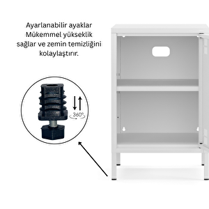 Pera Komodin Kapaklı 41,5 X 40 X 64,50 Cm - 9016 Beyaz
