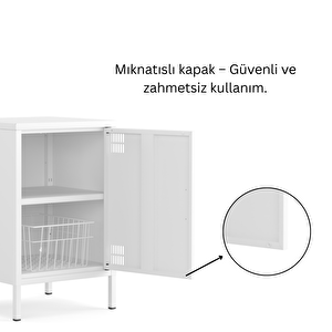 Pera Komodin Kapaklı 41,5 X 40 X 64,50 Cm - 9016 Beyaz