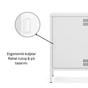 Pera Komodin Kapaklı 41,5 X 40 X 64,50 Cm - 9016 Beyaz