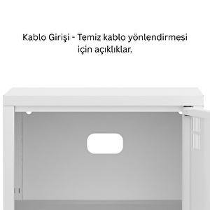 Pera Komodin Kapaklı 41,5 X 40 X 64,50 Cm - 9016 Beyaz