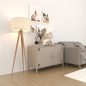 Pera Tv Ünitesi, Tv Dolabı,2 Kapaklı Dolap 100,50 X 40 X 64,50 Cm - Bej Rengi Kum Beji