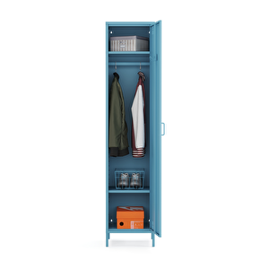 Pera Metal Elbise Dolabı, Soyunma Dolabı, Tek Kapılı, 41,50 X 40 X 189,50 Cm - Ral 5024 Mavi Ral 5024