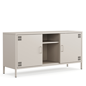 Pera Tv Ünitesi, Tv Dolabı,2 Kapaklı, Açık Raflı 130,50 X 40 X 64,50 Cm - Bej Rengi Kum Beji