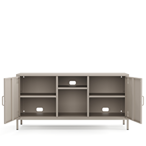 Pera Tv Ünitesi, Tv Dolabı,2 Kapaklı, Açık Raflı 130,50 X 40 X 64,50 Cm - Bej Rengi