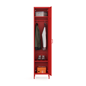 Pera Metal Elbise Dolabı, Soyunma Dolabı, Tek Kapılı, 41,50 X 40 X 189,50 Cm - Ral 3020 Kırmızı Ral 3020