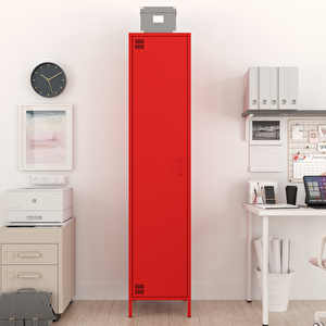 Pera Metal Elbise Dolabı, Soyunma Dolabı, Tek Kapılı, 41,50 X 40 X 189,50 Cm - Ral 3020 Kırmızı Ral 3020