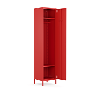 Pera Metal Elbise Dolabı, Soyunma Dolabı, Tek Kapılı, 41,50 X 40 X 189,50 Cm - Ral 3020 Kırmızı
