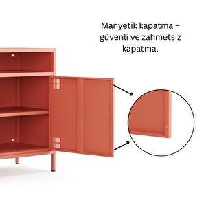 Pera Tv Ünitesi, Tv Dolabı,2 Kapaklı, Açık Raflı 100,50 X 40 X 79,50 Cm - Ral 3022 Somon