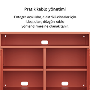 Pera Tv Ünitesi, Tv Dolabı,2 Kapaklı, Açık Raflı 100,50 X 40 X 79,50 Cm - Ral 3022 Somon