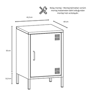 Pera Komodin Kapaklı 41,5 X 40 X 64,50 Cm - Ral 6011 Yeşil Ral 6011