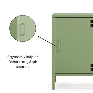 Pera Komodin Kapaklı 41,5 X 40 X 64,50 Cm - Ral 6011 Yeşil