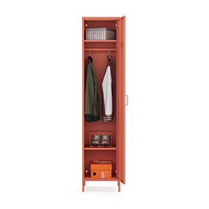 Pera Metal Elbise Dolabı, Soyunma Dolabı, Tek Kapılı, 41,50 X 40 X 189,50 Cm - Ral 3022 Somon Ral 3022
