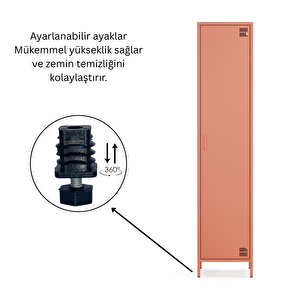 Pera Metal Elbise Dolabı, Soyunma Dolabı, Tek Kapılı, 41,50 X 40 X 189,50 Cm - Ral 3022 Somon