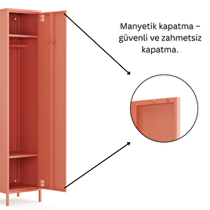 Pera Metal Elbise Dolabı, Soyunma Dolabı, Tek Kapılı, 41,50 X 40 X 189,50 Cm - Ral 3022 Somon