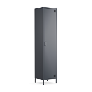 Pera Metal Elbise Dolabı, Soyunma Dolabı, Tek Kapılı, 41,50 X 40 X 189,50 Cm - Ral 7016 Antrasit