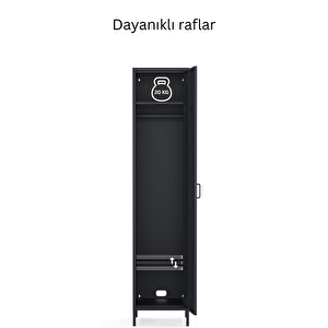 Pera Metal Elbise Dolabı, Soyunma Dolabı, Tek Kapılı, 41,50 X 40 X 189,50 Cm - Ral 7016 Antrasit