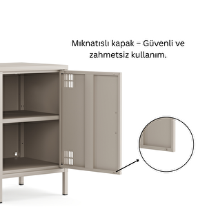 Pera Komodin Kapaklı 41,5 X 40 X 64,50 Cm - Bey Rengi