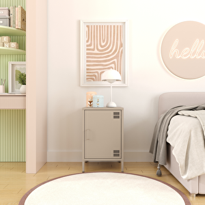Pera Komodin Kapaklı 41,5 X 40 X 64,50 Cm - Bey Rengi 1179 Kum Beji