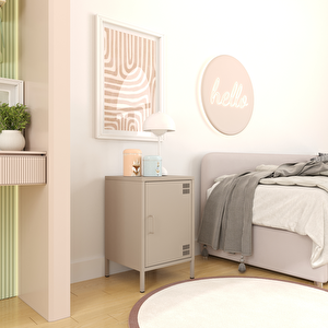 Pera Komodin Kapaklı 41,5 X 40 X 64,50 Cm - Bey Rengi 1179 Kum Beji