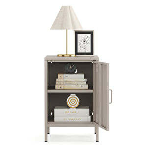 Pera Komodin Kapaklı 41,5 X 40 X 64,50 Cm - Bey Rengi