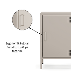 Pera Komodin Kapaklı 41,5 X 40 X 64,50 Cm - Bey Rengi