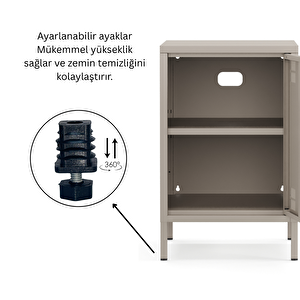 Pera Komodin Kapaklı 41,5 X 40 X 64,50 Cm - Bey Rengi