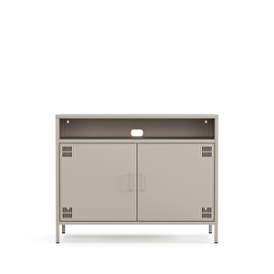 Pera Tv Ünitesi, Tv Dolabı,2 Kapaklı, Açık Raflı 100,50 X 40 X 79,50 Cm - Bej Rengi